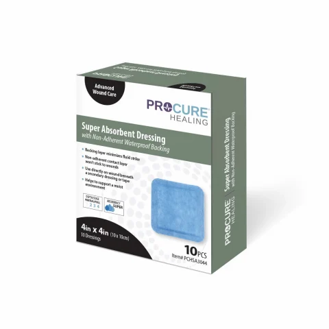 Super Absorbent Dressing Non-Adherent Layer with Water-repellent Backing